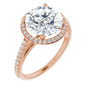 Melden Maria 14k Rose Gold Round Halo & Side Stone Diamond Ring 1.44ct Total