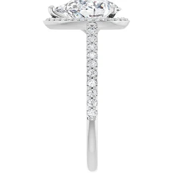 Melden Maria 14k White Gold Pear Halo & Side Stone Diamond Ring 1.44ct Total