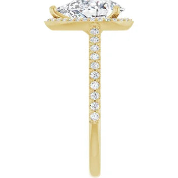 Melden Maria 14k Gold Pear Halo & Side Stone Diamond Ring 1.44ct Total