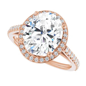 Melden Maria 14k Rose Gold Oval Halo & Side Stone Diamond Ring 1.44ct Total