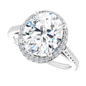 Melden Maria 14k White Gold Oval Halo & Side Stone Diamond Ring 1.44ct Total