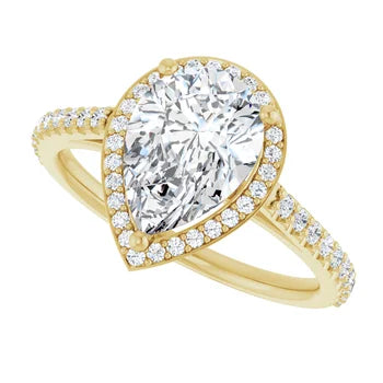 Melden Maria 14k Gold Pear Halo & Side Stone Diamond Ring 1.44ct Total
