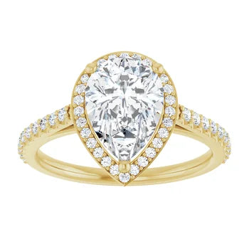 Melden Maria 14k Gold Pear Halo & Side Stone Diamond Ring 1.44ct Total