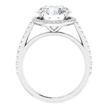 Melden Maria 14k White Gold Round Halo & Side Stone Diamond Ring 1.44ct Total