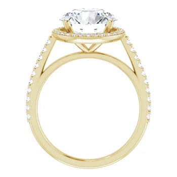 Melden Maria 14k Gold Round Halo & Side Stone Diamond Ring 1.44ct Total