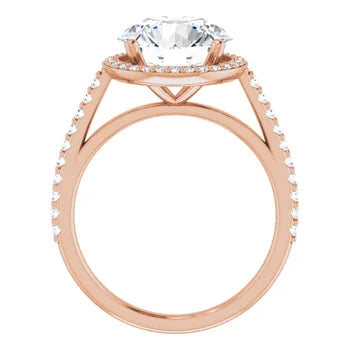 Melden Maria 14k Rose Gold Round Halo & Side Stone Diamond Ring 1.44ct Total