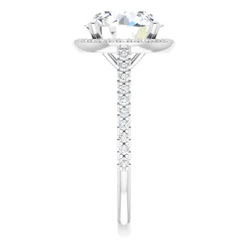 Melden Maria 14k White Gold Round Halo & Side Stone Diamond Ring 1.44ct Total