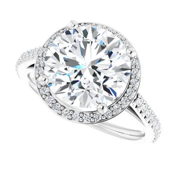 Melden Maria 14k White Gold Round Halo & Side Stone Diamond Ring 1.44ct Total
