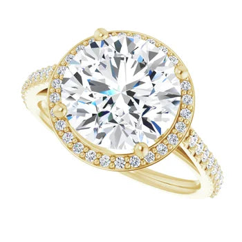 Melden Maria 14k Gold Round Halo & Side Stone Diamond Ring 1.44ct Total