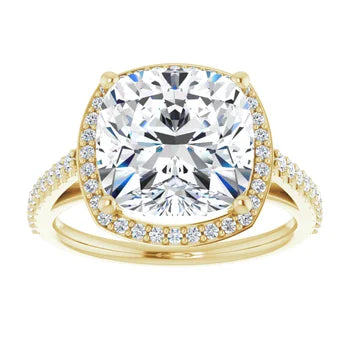 Melden Maria 14k Gold Square Halo & Side Stone Diamond Ring 3.44ct Total