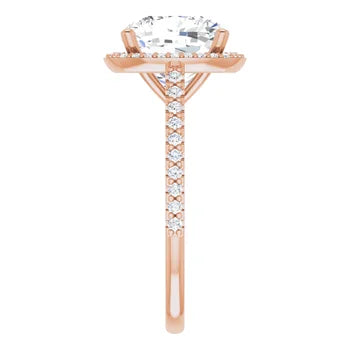 Melden Maria 14k Rose Gold Square Halo & Side Stone Diamond Ring 3.44ct Total