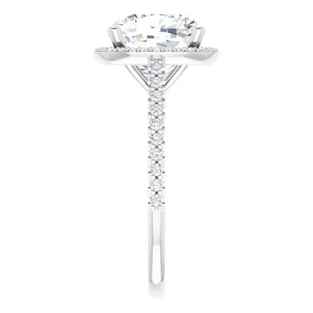 Melden Maria 14k White Gold Square Halo & Side Stone Diamond Ring 4.44ct Total