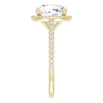 Melden Maria 14k Gold Square Halo & Side Stone Diamond Ring 3.44ct Total