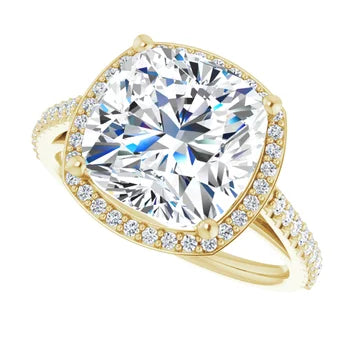 Melden Maria 14k Gold Square Halo & Side Stone Diamond Ring 3.44ct Total