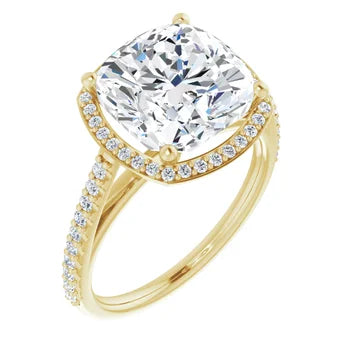 Melden Maria 14k Gold Square Halo & Side Stone Diamond Ring 3.44ct Total