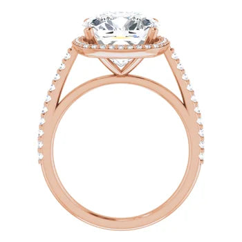 Melden Maria 14k Rose Gold Square Halo & Side Stone Diamond Ring 3.44ct Total