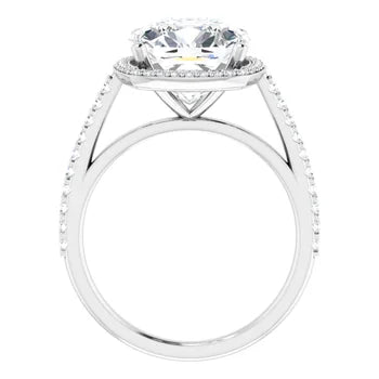 Melden Maria 14k White Gold Square Halo & Side Stone Diamond Ring 4.44ct Total