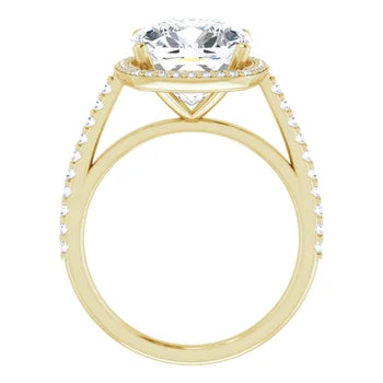 Melden Maria 14k Gold Square Halo & Side Stone Diamond Ring 3.44ct Total
