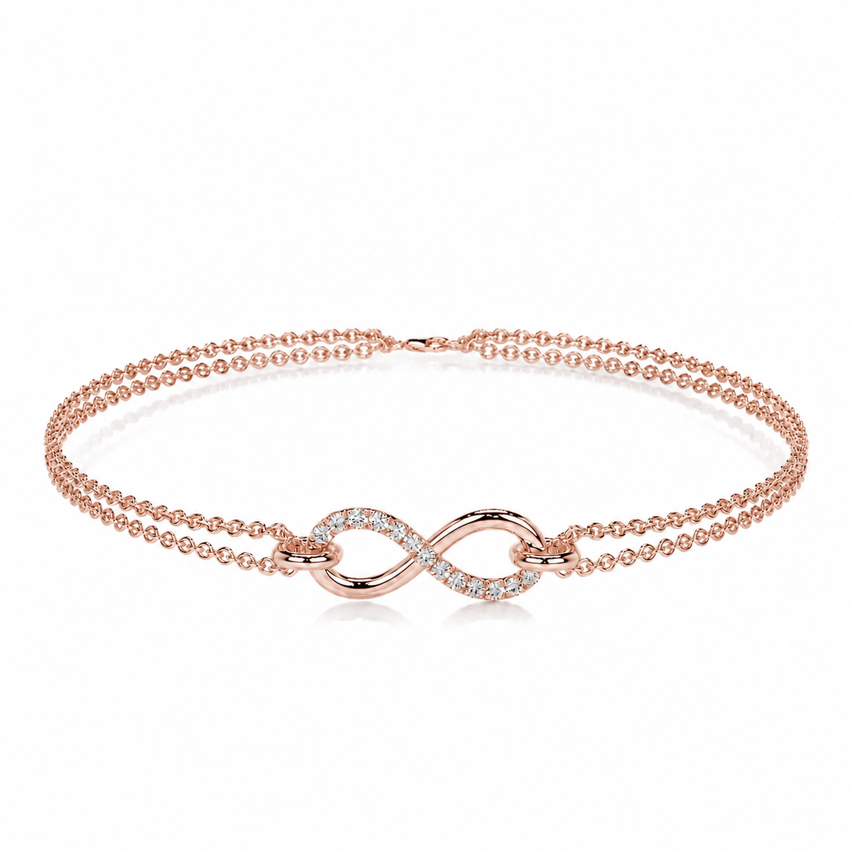 Melden 14k Rose Gold Infinity Bracelet 0.16ct Total Diamond