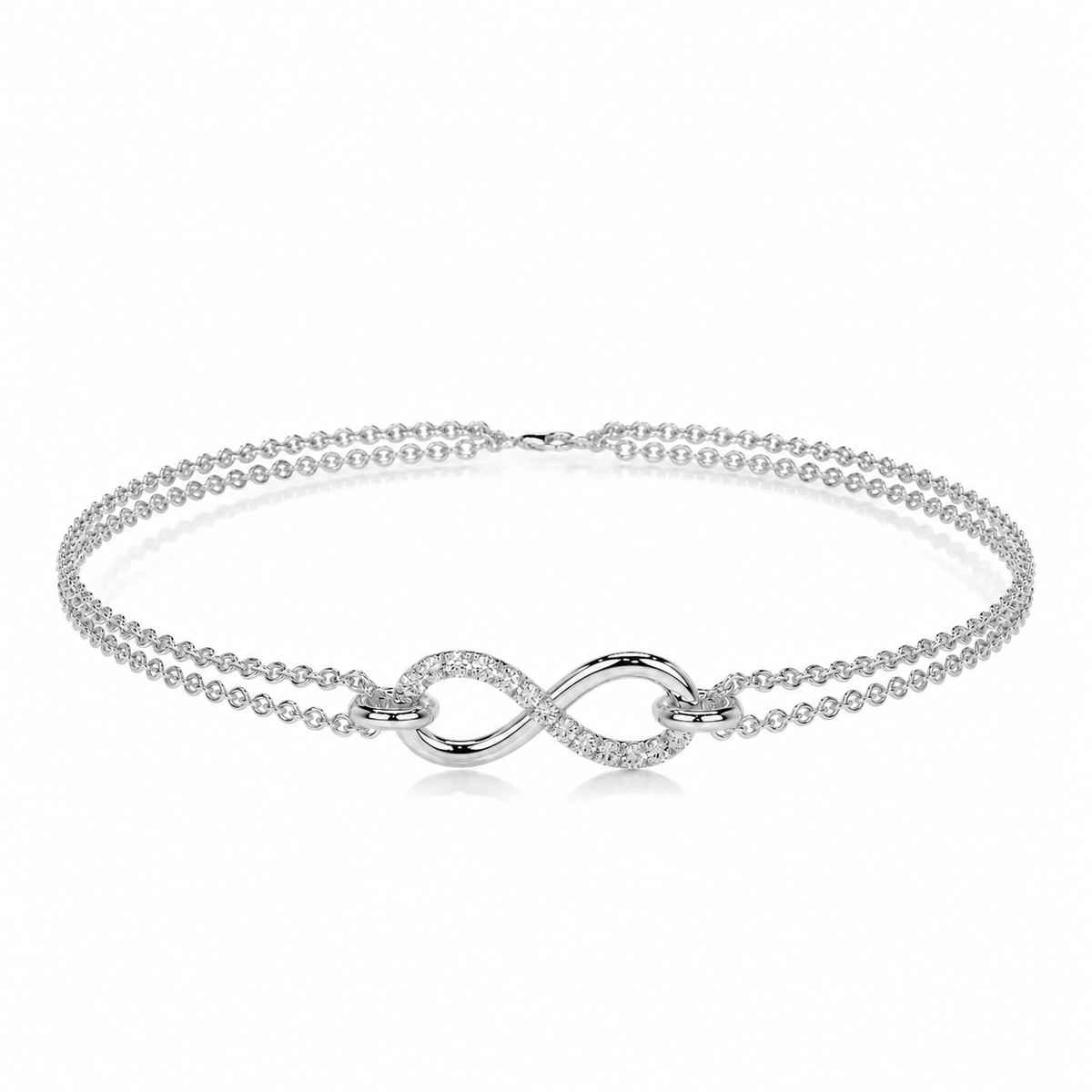 Melden 14k White Gold Infinity Bracelet 0.16ct Total Diamond