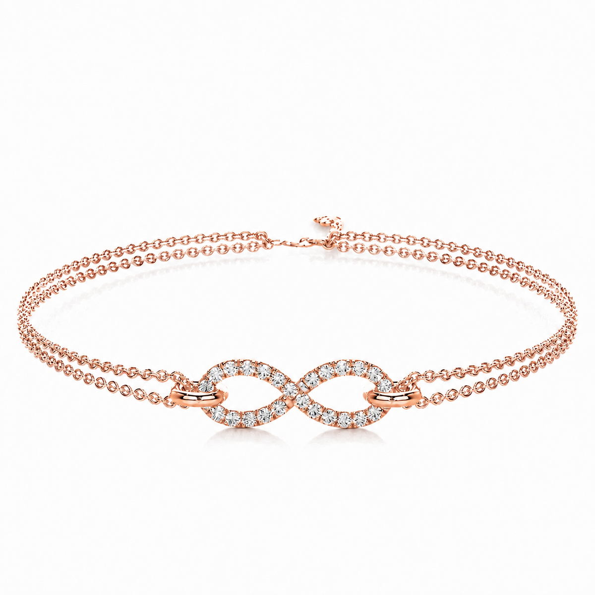Melden 14k Rose Gold Infinity Bracelet 0.32ct Total Diamond