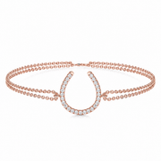 Melden 14k Rose Gold Horse Shoe Bracelet 0.28ct Total Diamond
