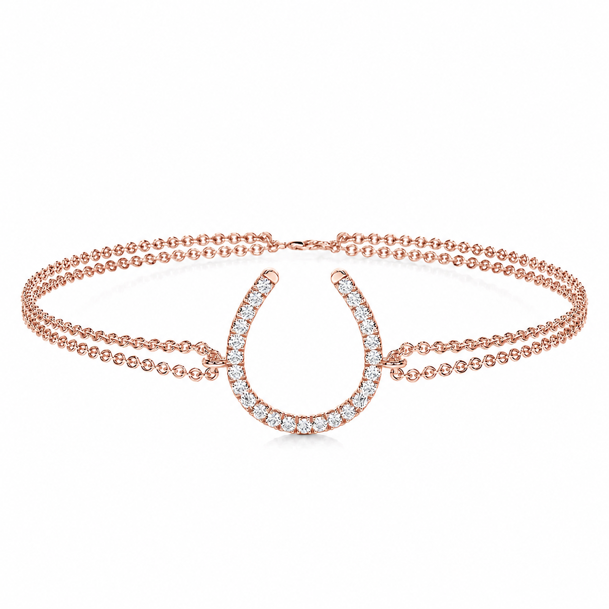 Melden 14k Rose Gold Horse Shoe Bracelet 0.28ct Total Diamond
