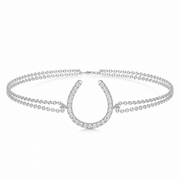 Melden 14k White Gold Horse Shoe Bracelet 0.28ct Total Diamond