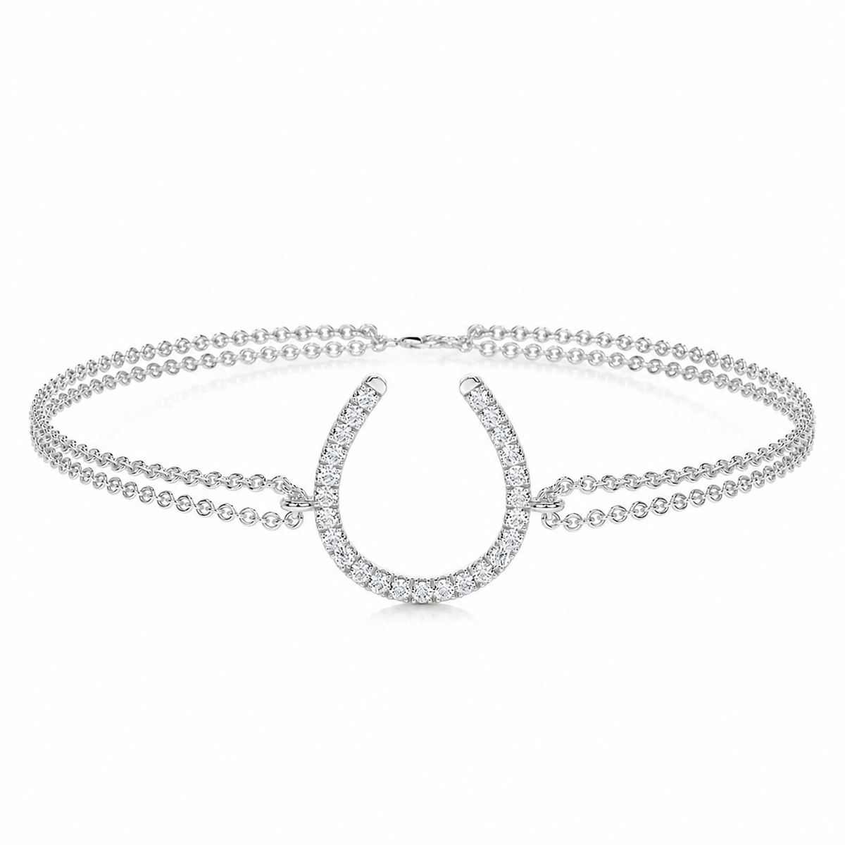 Melden 14k White Gold Horse Shoe Bracelet 0.28ct Total Diamond