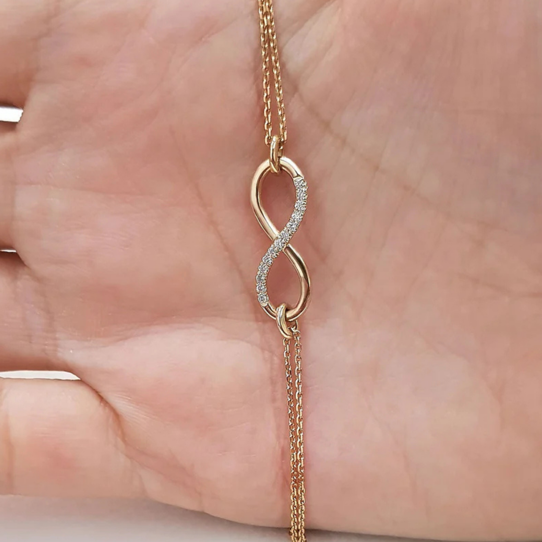 Melden 14k Gold Infinity Bracelet 0.16ct Total Diamond