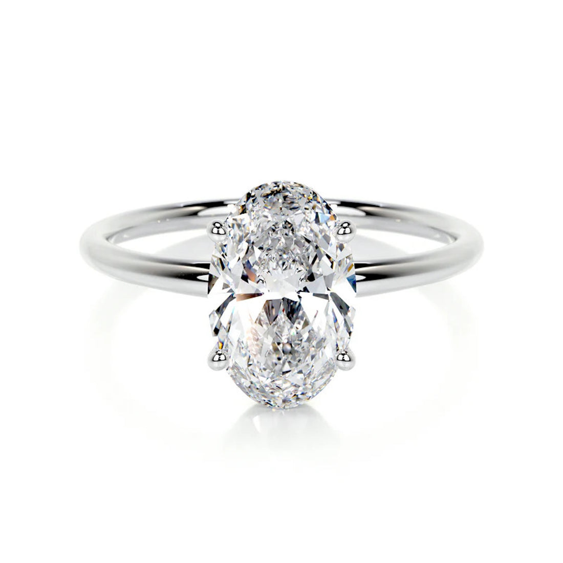 Melden Lisa 14k White Gold Ring Solitaire Center Stone 2.00ct Oval Diamond