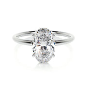 Melden Lisa 14k White Gold Ring Solitaire Center Stone 2.00ct Oval Diamond