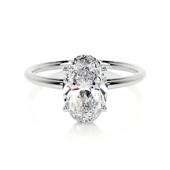 Melden Lisa 18k White Gold Ring Solitaire Center Stone 2.00ct Oval Diamond