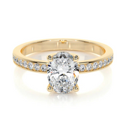 Melden Joy 14k Gold Ring Oval Diamond Center Stone 2.16ct Total Diamond