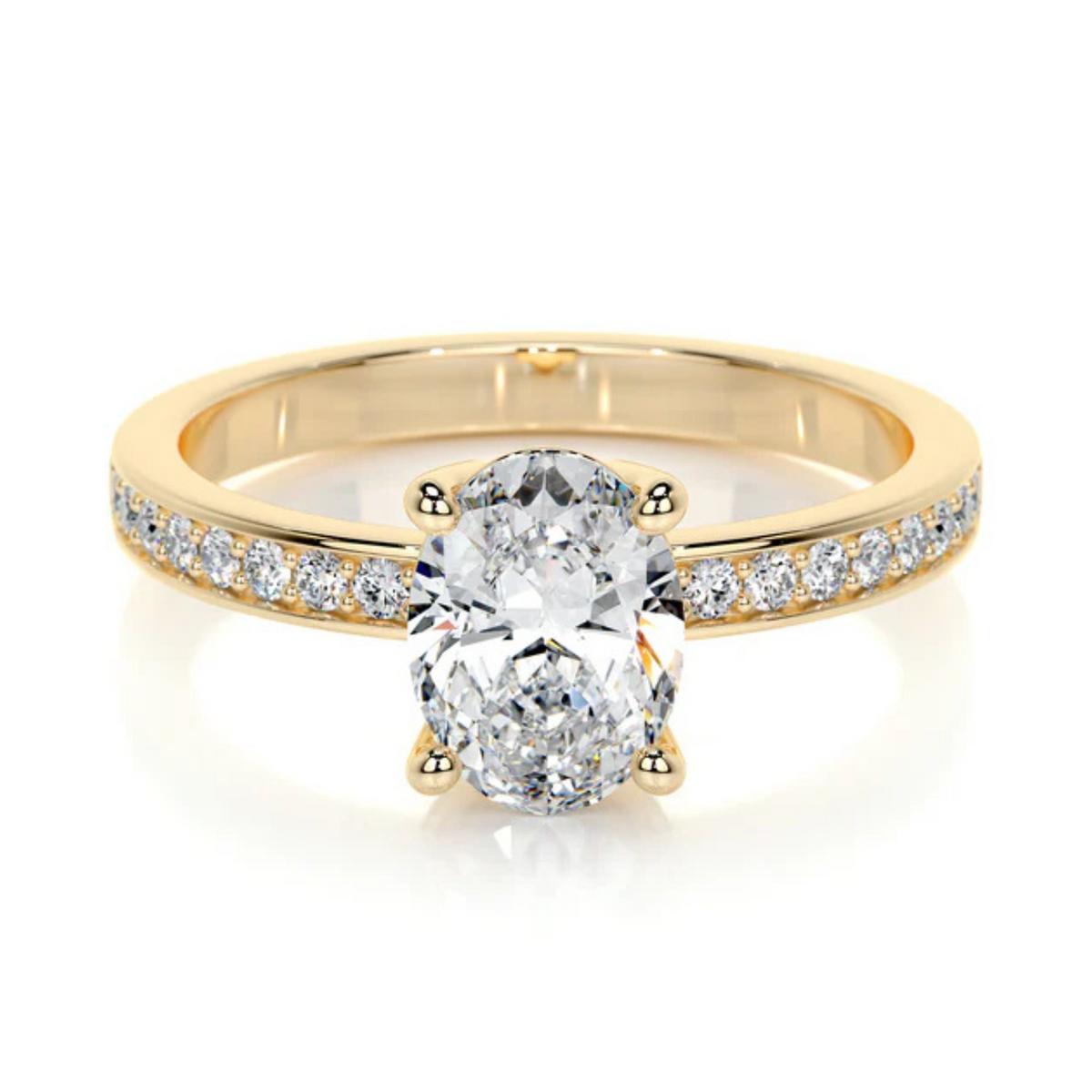 Melden Joy 14k Gold Ring Oval Diamond Center Stone 2.16ct Total Diamond