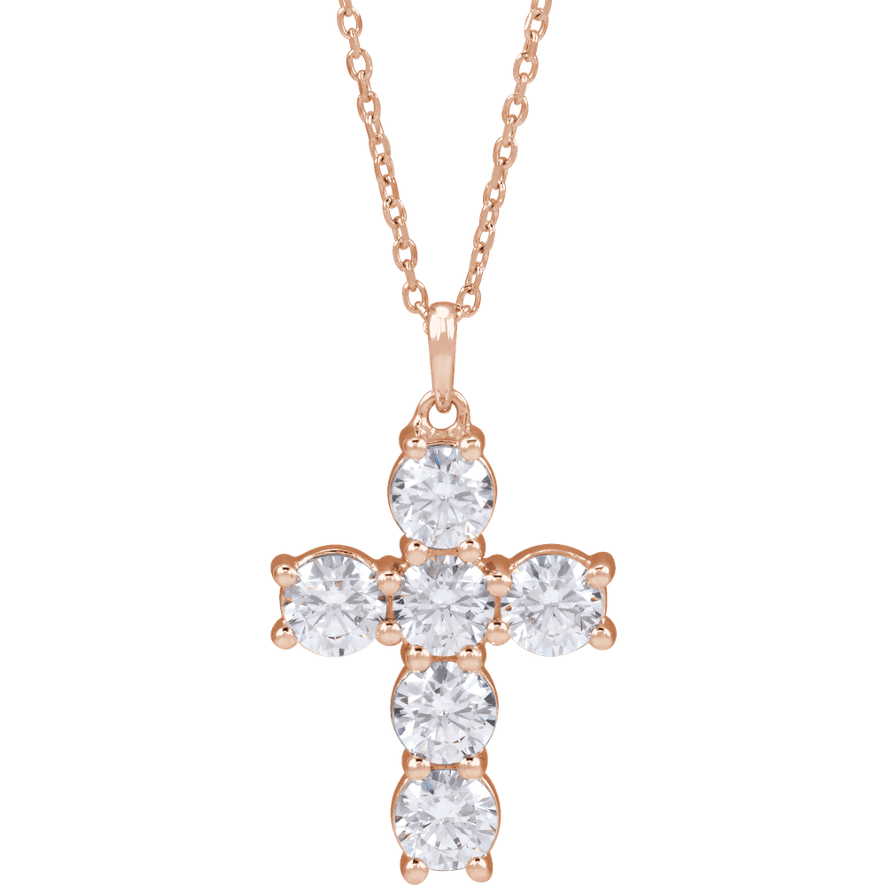 Melden diamond cross necklace and pendant in 14K Rose Gold