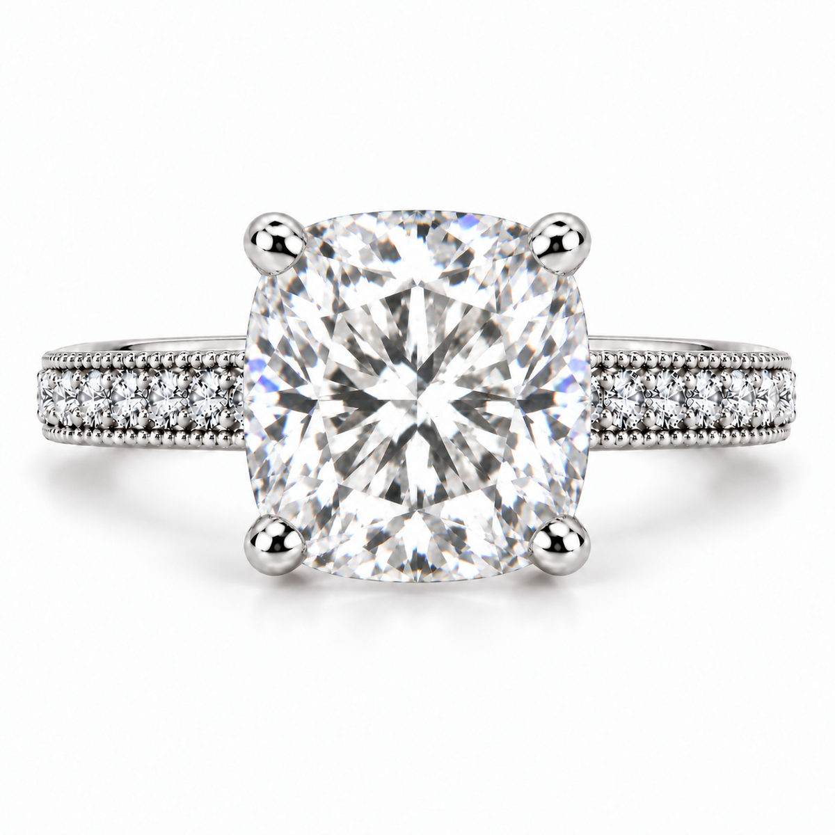 Melden Samantha 14k White Gold Ring Cushion Diamond Center Stone 1.22ct Total Diamond