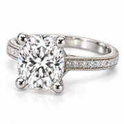Melden Samantha 14k White Gold Ring Cushion Diamond Center Stone 1.22ct Total Diamond