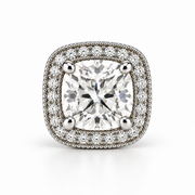 Melden Samantha Cushion Halo Stud Earrings 14K White Gold 2.00ct Centers