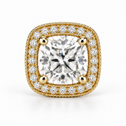 Melden Samantha Cushion Halo Stud Earrings 14K Yellow Gold 2.00ct Centers