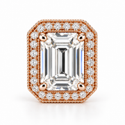 Melden Samantha Emerald Halo Stud Earrings 14K Rose Gold 2.00ct Centers