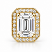 Melden Samantha Emerald Halo Stud Earrings 14K Yellow Gold 2.00ct Centers