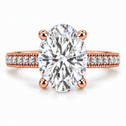 Melden Samantha 14k Rose Gold Ring Oval Diamond Center Stone 2.22ct Total Diamond