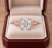 Melden Samantha 14k Rose Gold Ring Oval Diamond Center Stone 2.22ct Total Diamond