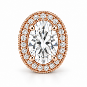 Melden Samantha Oval Halo Stud Earrings 14K Rose Gold 2.00ct Centers