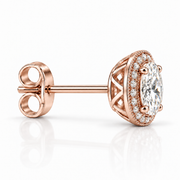 Melden Samantha Oval Halo Stud Earrings 14K Rose Gold 2.00ct Centers