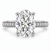 Melden Samantha 14k White Gold Ring Oval Diamond Center Stone 2.22ct Total Diamond