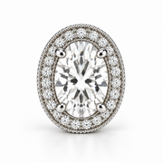 Melden Samantha Oval Halo Stud Earrings 14K White Gold 2.00ct Centers