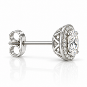 Melden Samantha Oval Halo Stud Earrings 14K White Gold 2.00ct Centers