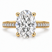 Melden Samantha 14k Gold Ring Oval Diamond Center Stone 2.22ct Total Diamond